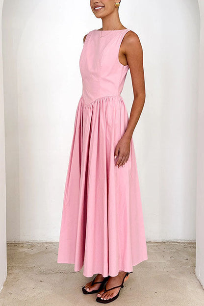 Sleeveless Open Back Swing Midi Dress