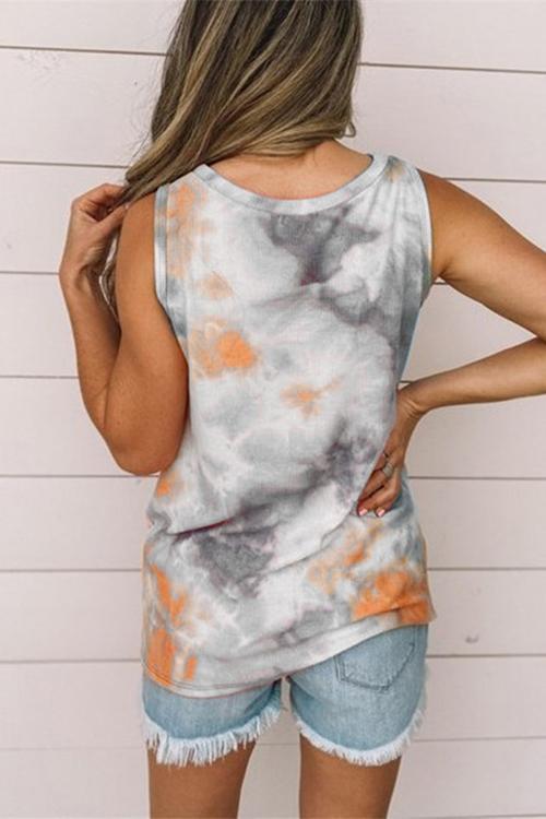 Rosiedress Casual Tie Dye Twist Knot Tank Top