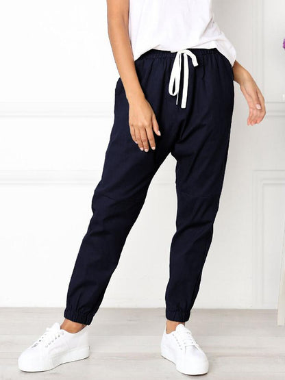 Drawstring Elastic Waist Pockets Jogger Pants