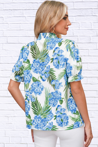 Palm Floral Patchwork Blouse
