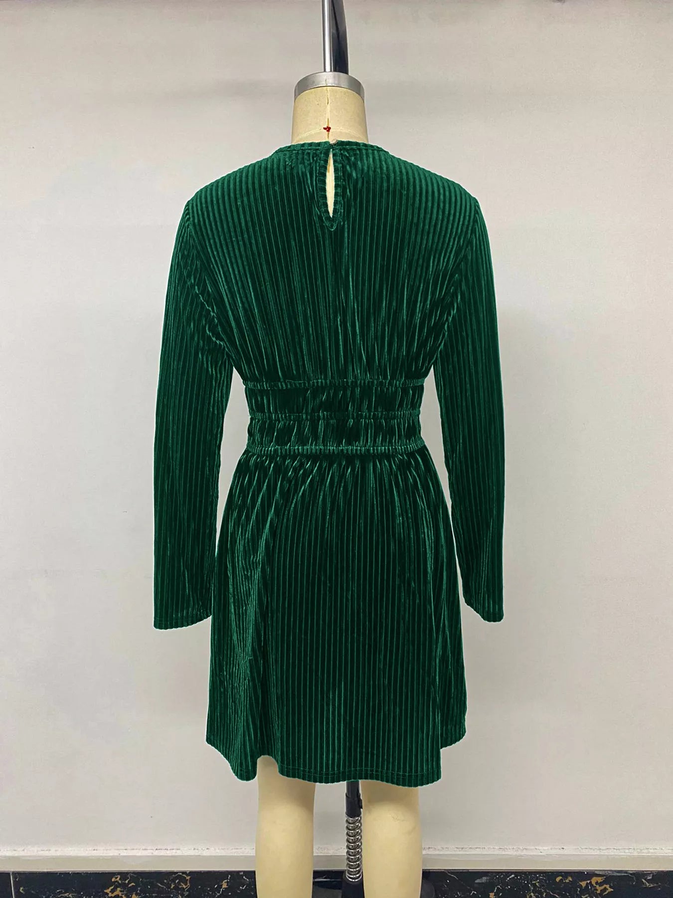 Ribbed Keyhole Long Sleeve Mini Dress