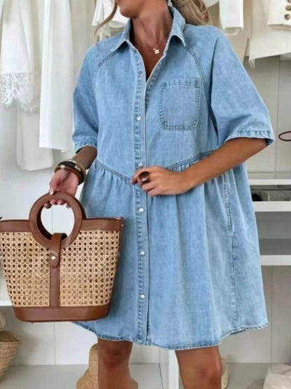 Button Up Denim Shirt Dress