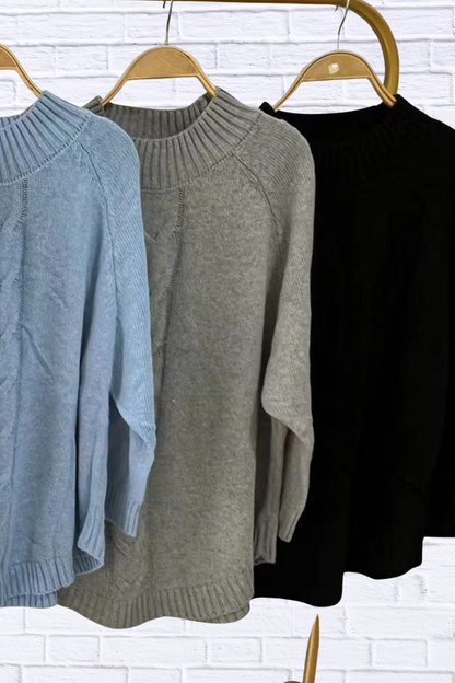 Full Size Cable-Knit Long Sleeve Sweater Plus Size