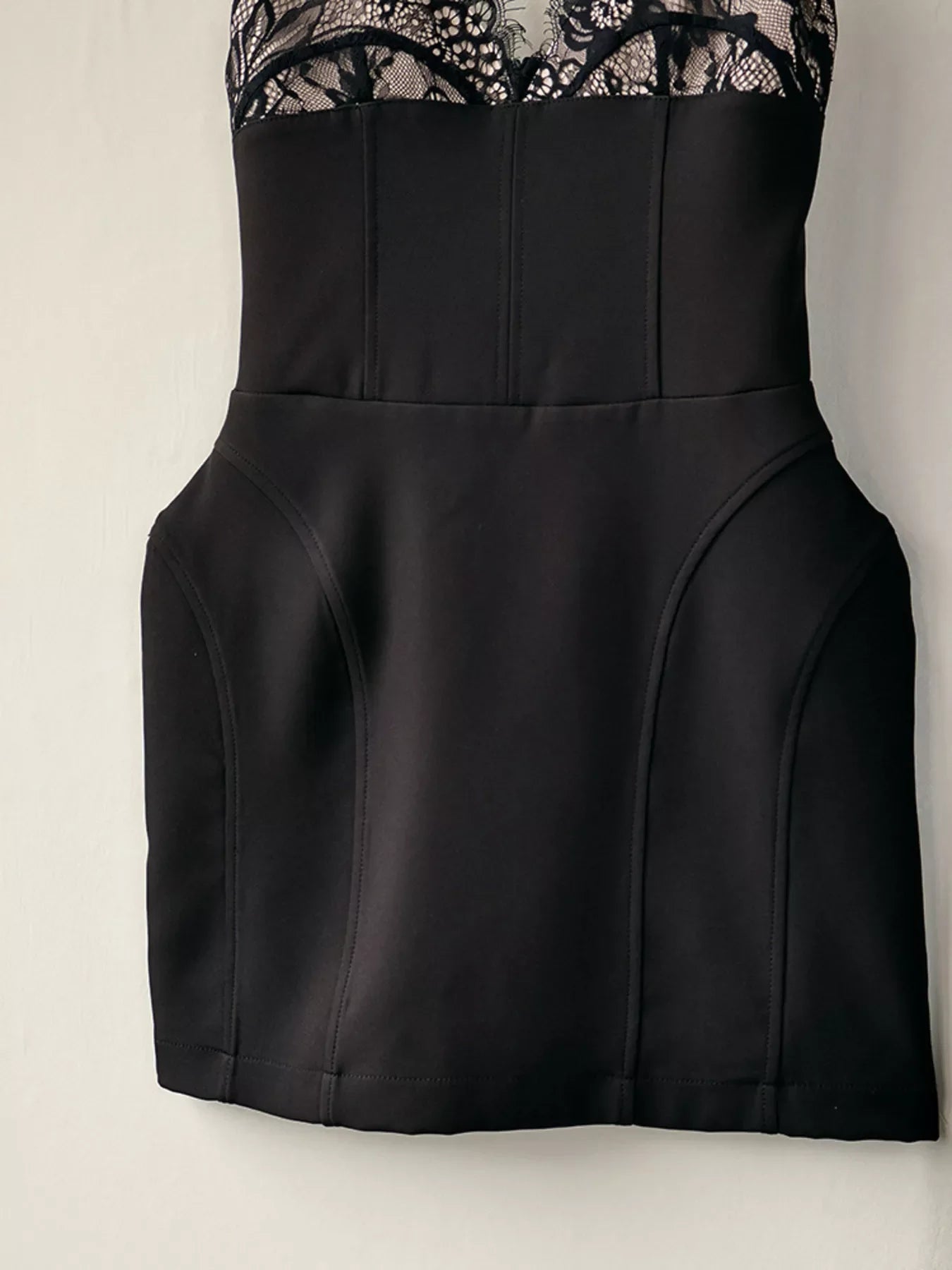 Lace Corset Mini Dress Set with Sheer Overlay