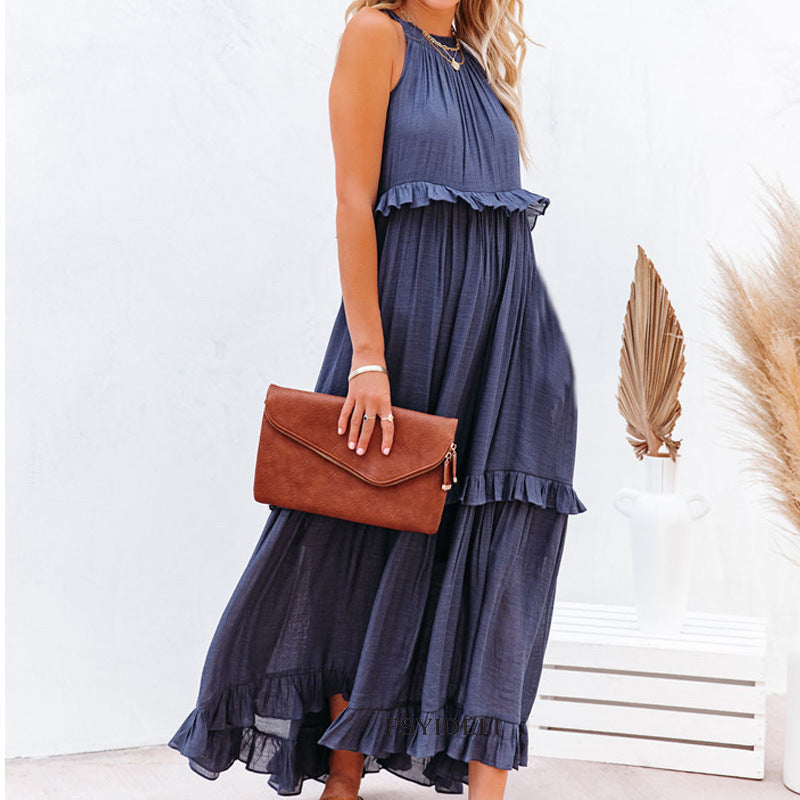 Long Ruffled With Swing Beach Maxi Dress