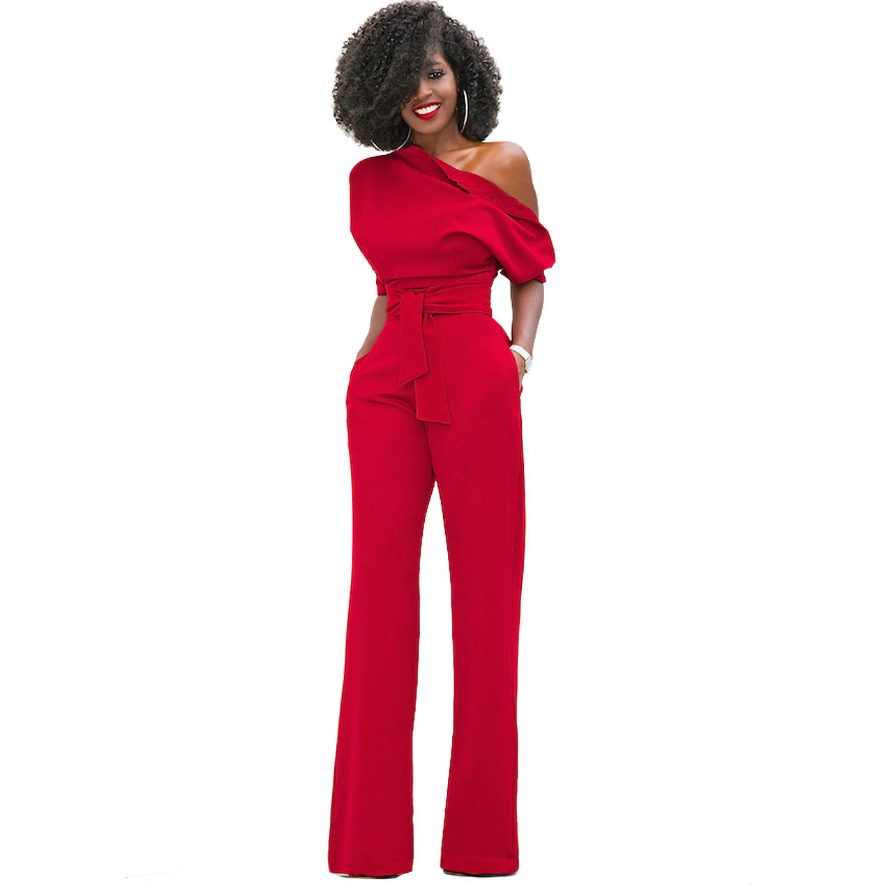 Solid Color Wide Leg Jumpsuit