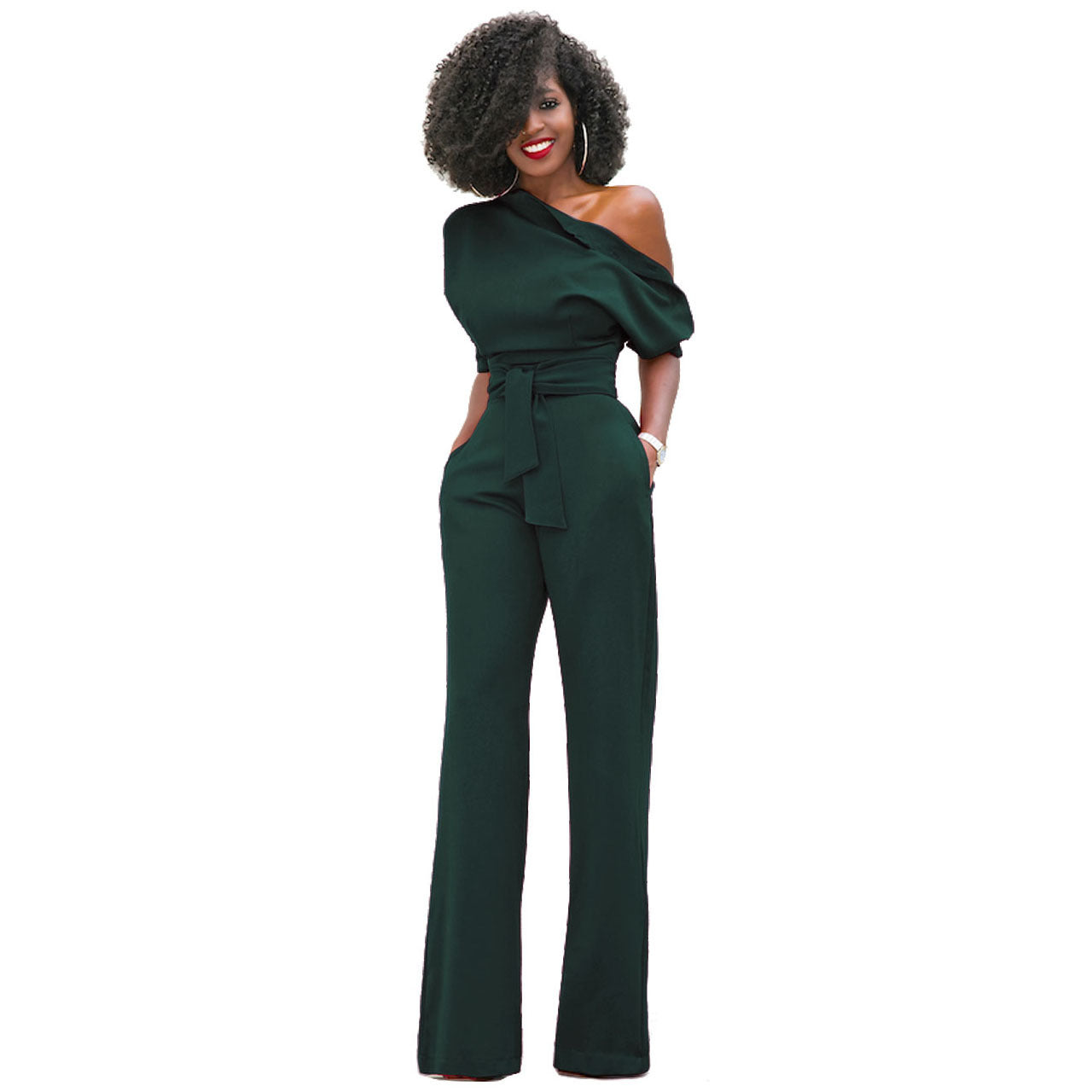 Solid Color Wide Leg Jumpsuit