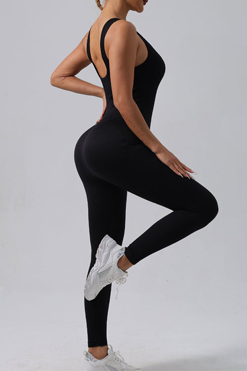 Stretchy Sleeveless Workout Onesie Bodysuit