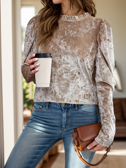 Blue Zone Planet | Lovelet Frill Mock Neck Long Sleeve Top