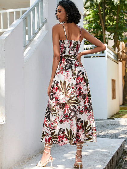 Floral Print Spaghetti Strap Midi Dress