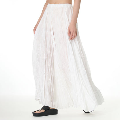 Unique Fold Solid Color Long Skirt