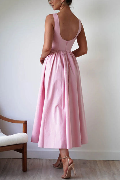 Sleeveless Open Back Swing Midi Dress