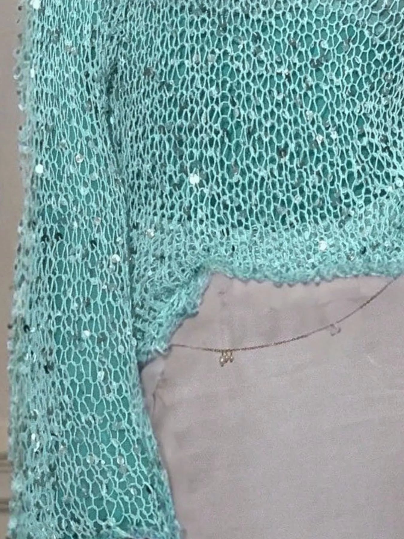 Sequin Long Sleeve Knit Cover Up