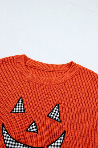 Drop Shoulder Long Sleeve Round Neck Halloween Sweater