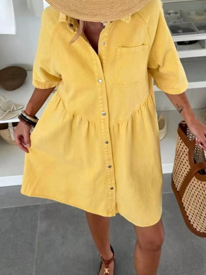 Button Up Denim Shirt Dress