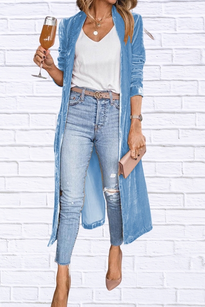 Open Front Long Sleeve Longline Cardigan