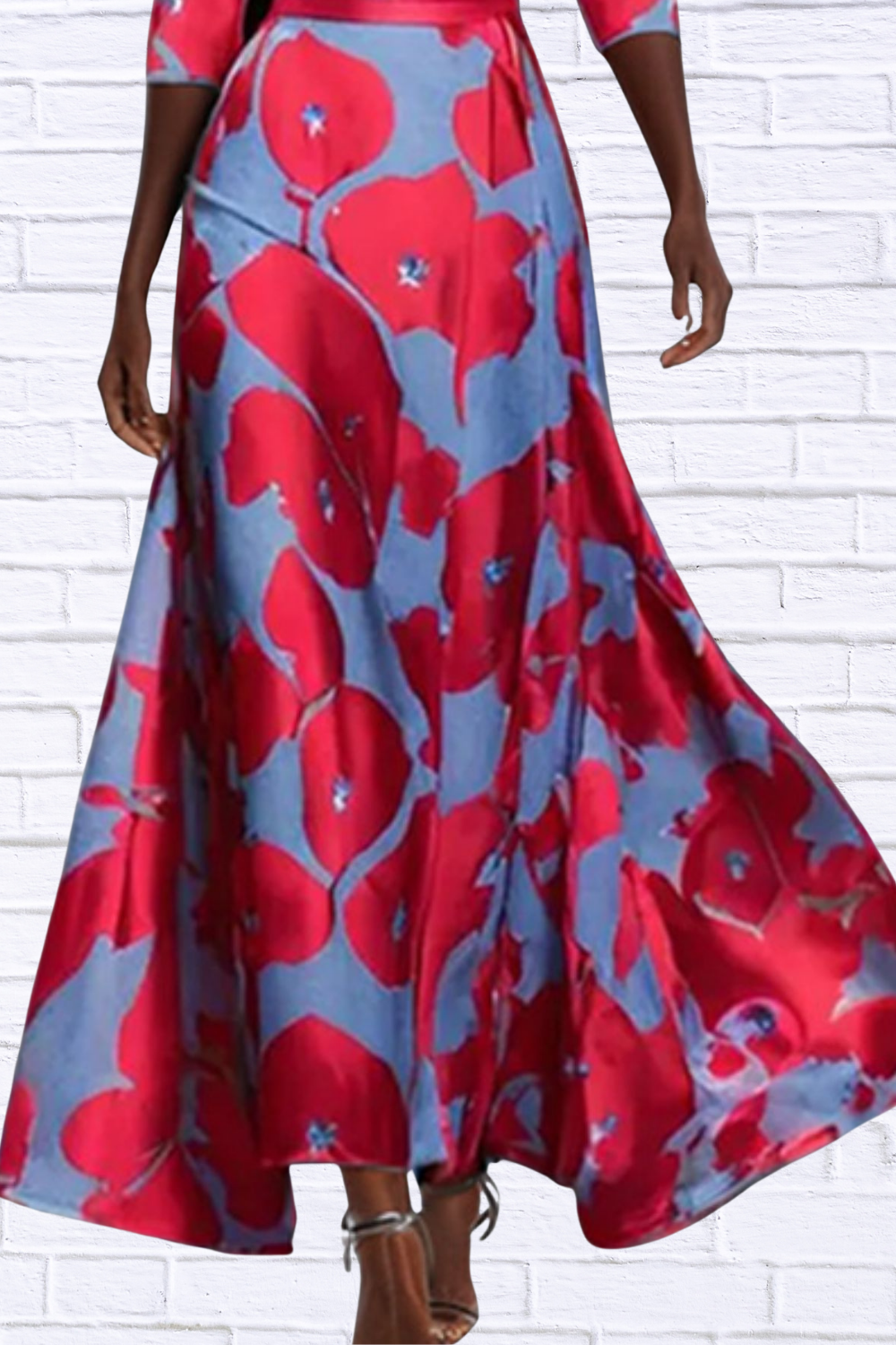 Floral Print Half Sleeve Maxi Dress