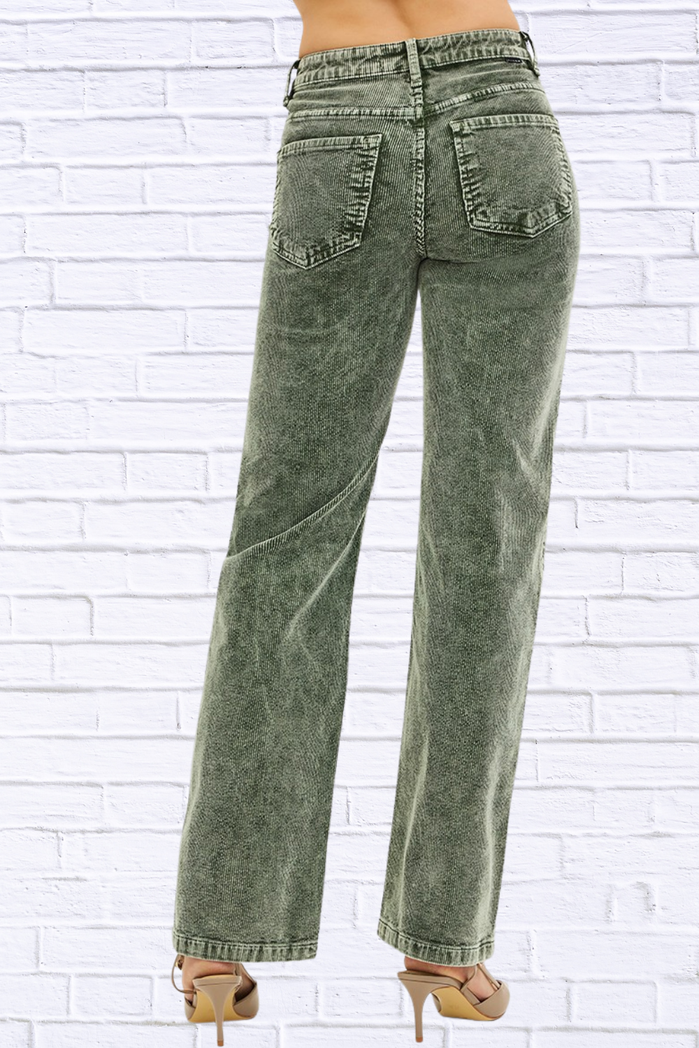 RISEN Tummy Control Mid Rise Straight Leg Corduroy Pants