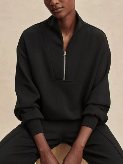 Quarter-Zip Sweatshirt and Wide-Leg Pants Set