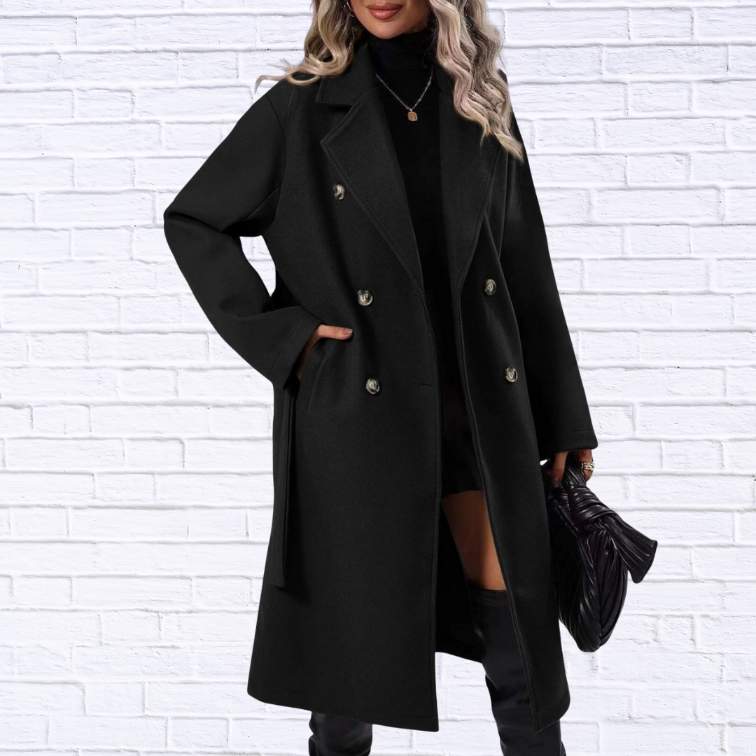 Double-Breasted Tie Waist Coat