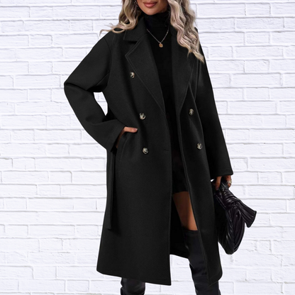 Double-Breasted Tie Waist Coat