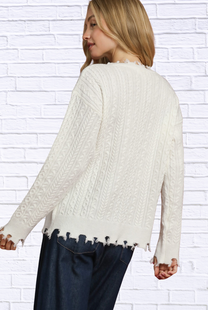 Umgee Distressed American Flag Sweater