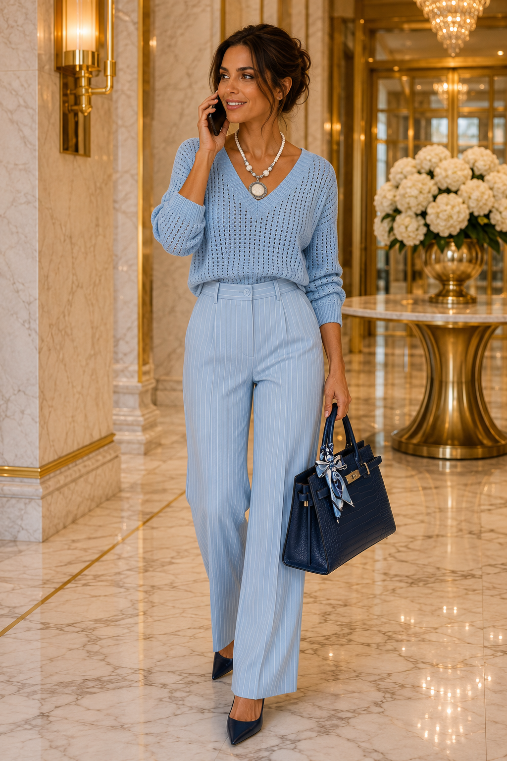 High-Waisted Striped Wide-Leg Pants for Women
