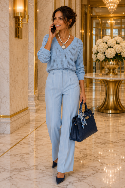 High-Waisted Striped Wide-Leg Pants for Women