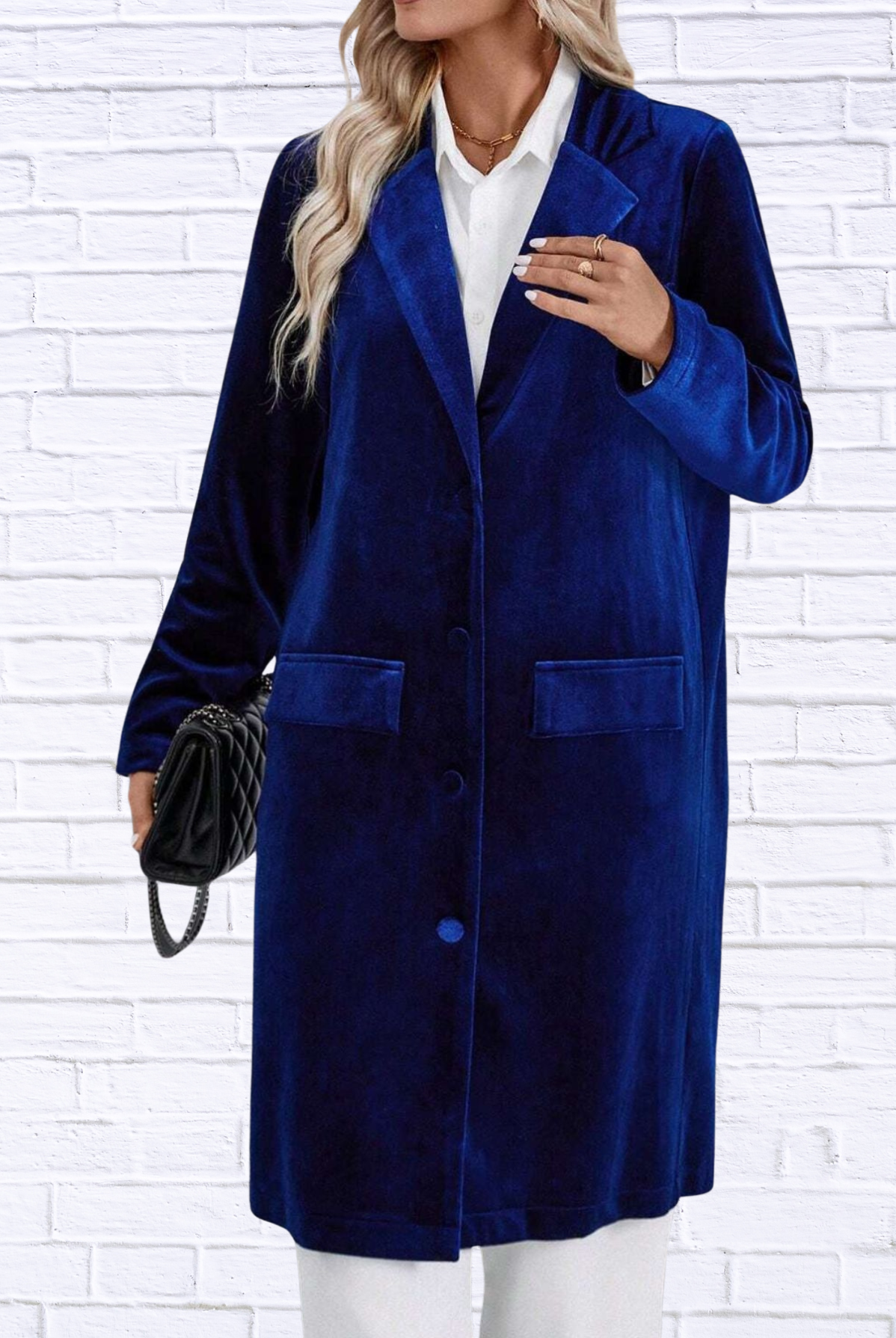 Lapel Collar Long Sleeve Longline Coat