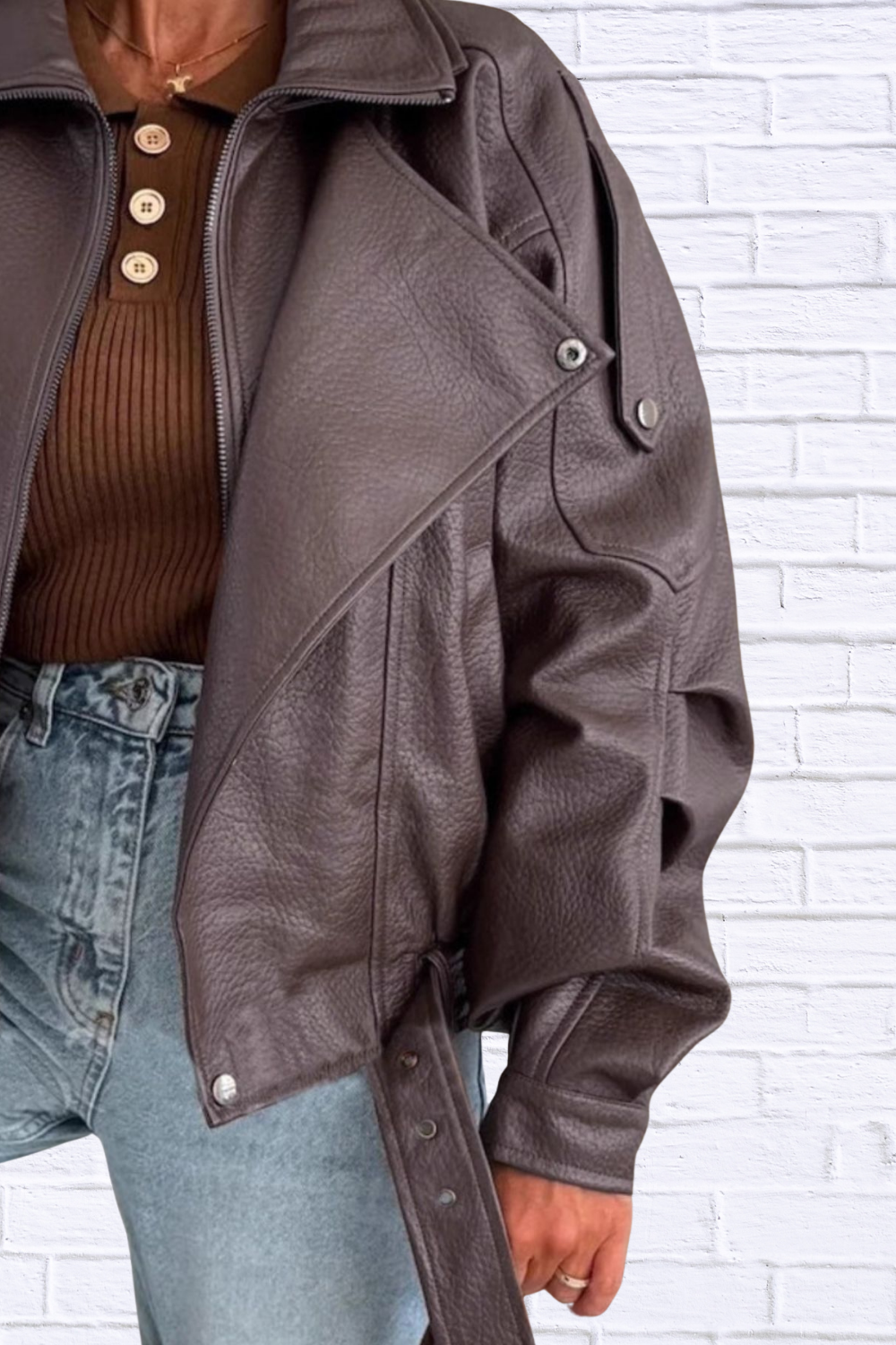 Leather Zip Up Jacket