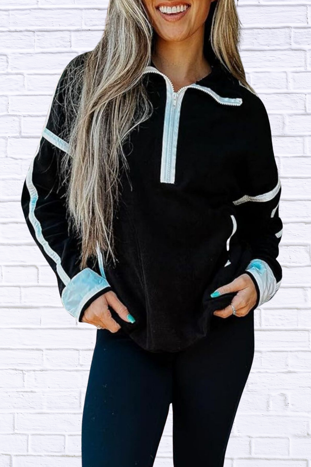 Half Zip Dropped Shoulder Sweatshirt