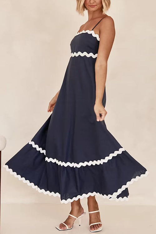 Spaghetti Strap Ric Rac Trim Swing Maxi Dress