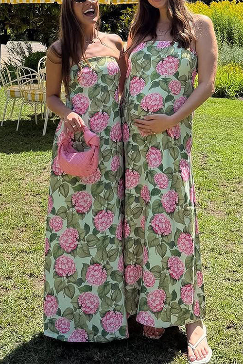 Strapless Tube Jardin Print Maxi Dress