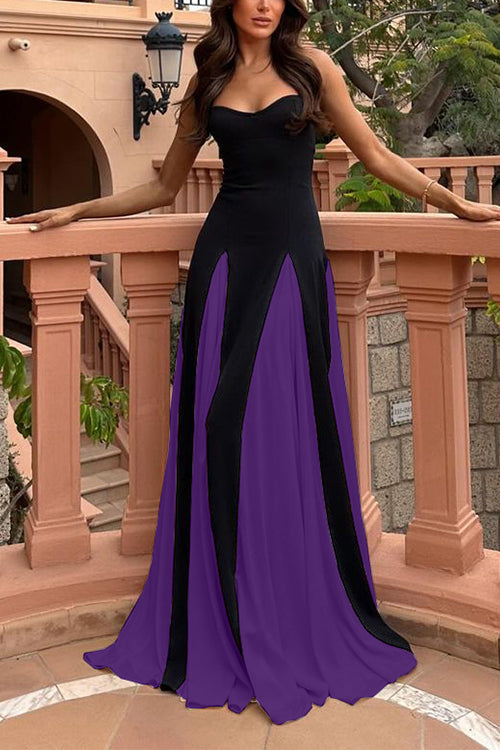 Spaghetti Strap Color Block Swing Maxi Party Dress(7 Colors Available!)