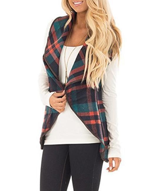 Lush Sleeveless Plaid Jacket Vest with Pockets
