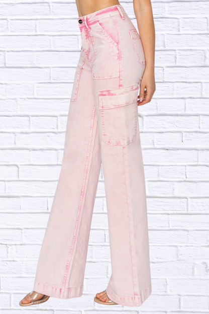 RISEN Full Size High Rise Cargo Pocket Jeans