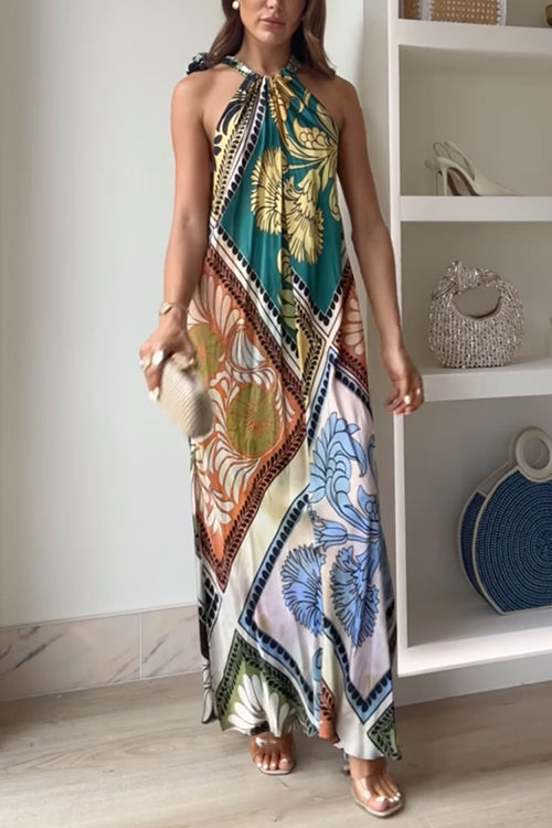 Summer Sleeveless Printed Maxi Vacation Dress