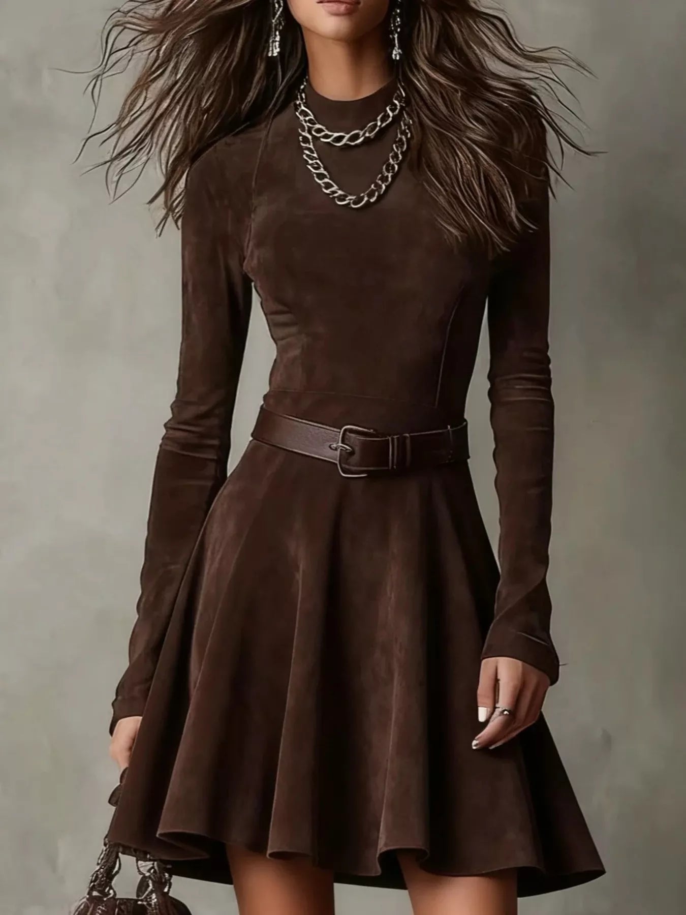 Mock Neck A-Line Dress