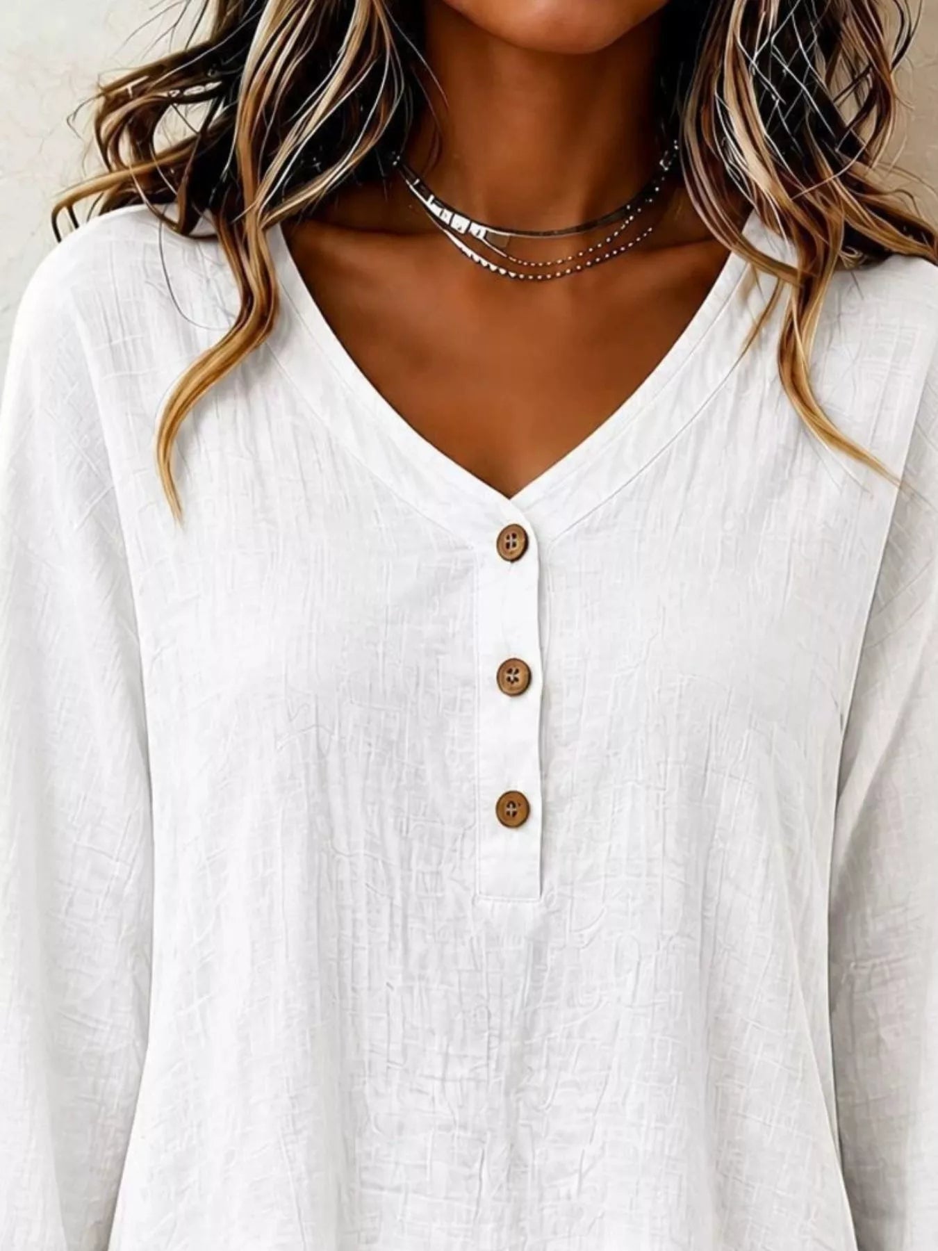 Ruffled Hem Long Sleeve Blouse