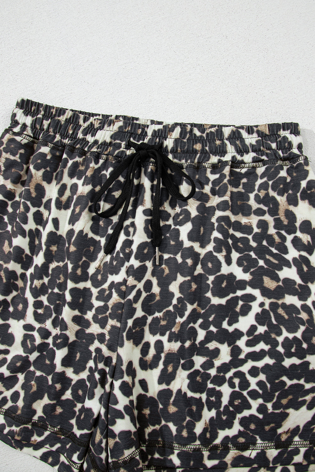 Leopard Round Neck Top And Shorts Set