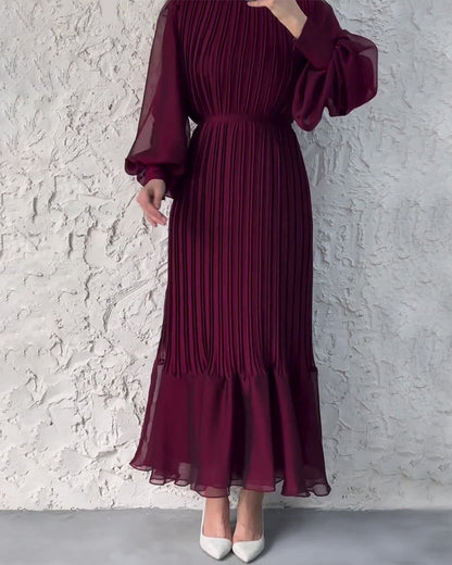 Sophisticated long pleated dress