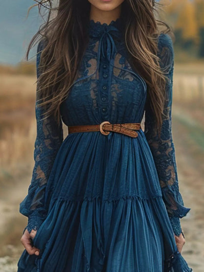 Lace Long Sleeve Maxi Dress