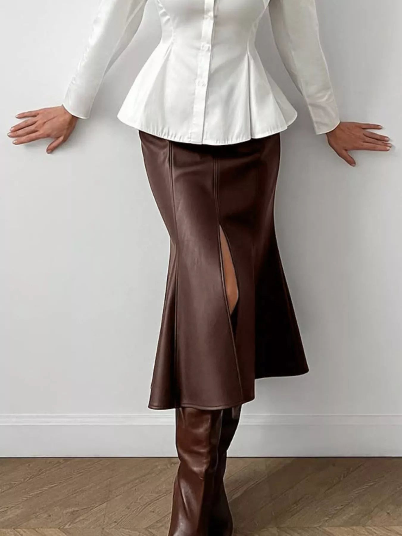 Slit Mermaid Midi Skirt
