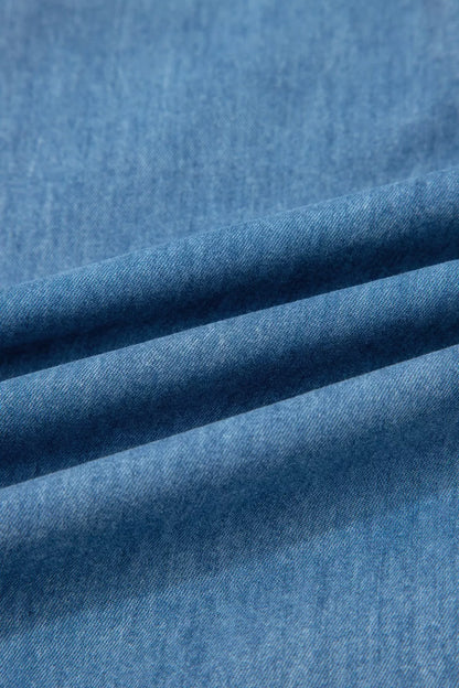 Ruffled Hem Wide Leg Chambray Pants