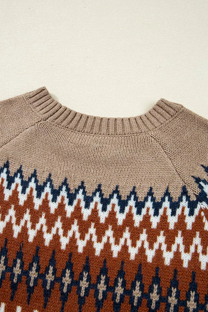 Geometric Pattern Long Sleeve Sweater