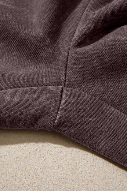 Dark Brown Cotton Mineral Wash Elastic Waist Drawstring Tie Detail Cargo Pants