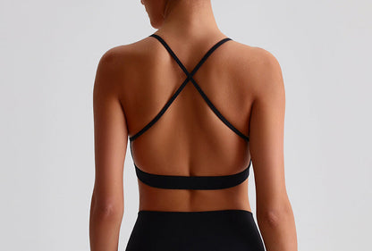Minimalist Strappy Back Sports Bra - Low Impact Yoga Crop Top
