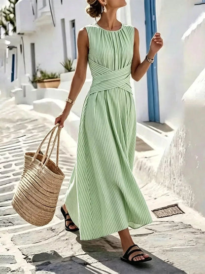 Full Size Striped Sleeveless Maxi Dress Plus Size | Diva USA