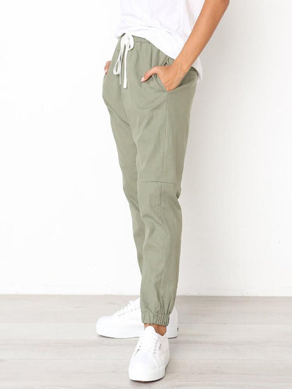 Drawstring Elastic Waist Pockets Jogger Pants