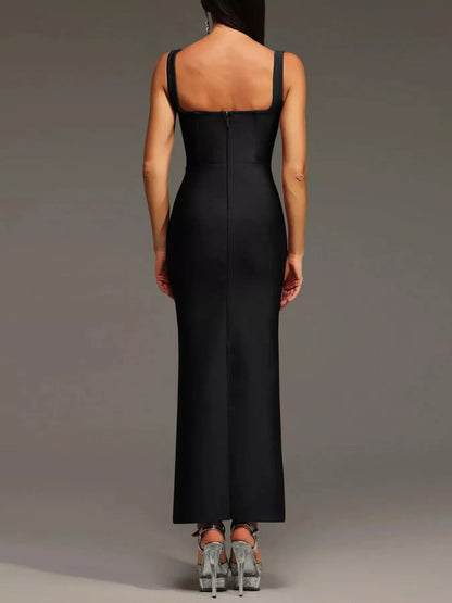 Rhinestone Embellished Bodycon Maxi Dress